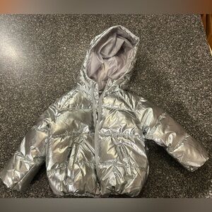 Old Navy Metallic Silver Puffer Jacket